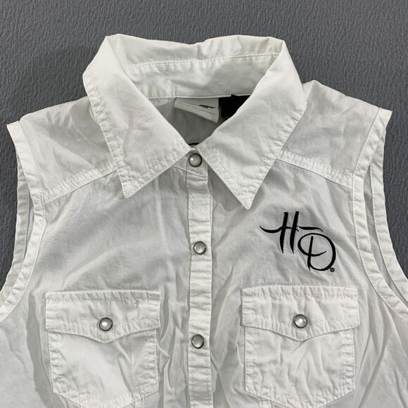 Harley Davidson Shirt Womens Small 110th Anniversary Sleeveless Embroidered Tank - Picture 2 of 9